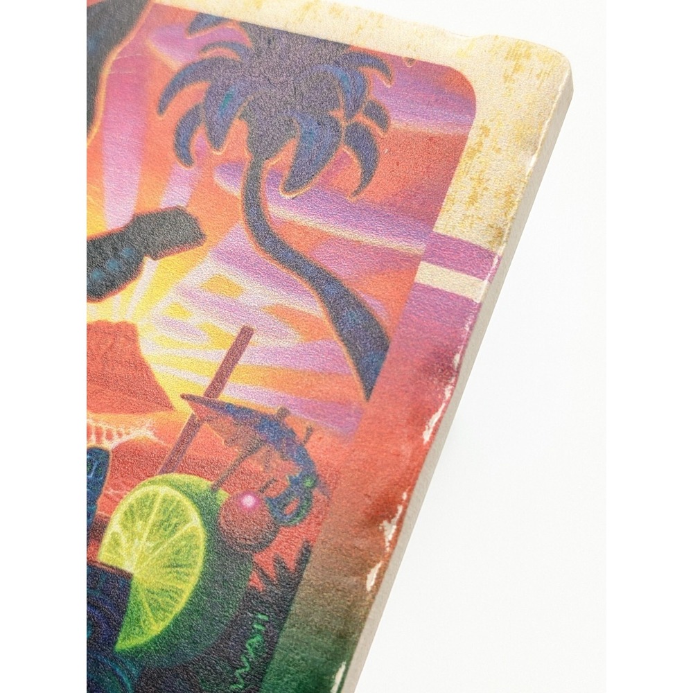 Cat Playing Ukulele Ceramic Coasters Set Aloha Hula Hawaii Tiki Bar Summer Party - Picture 7 of 8
